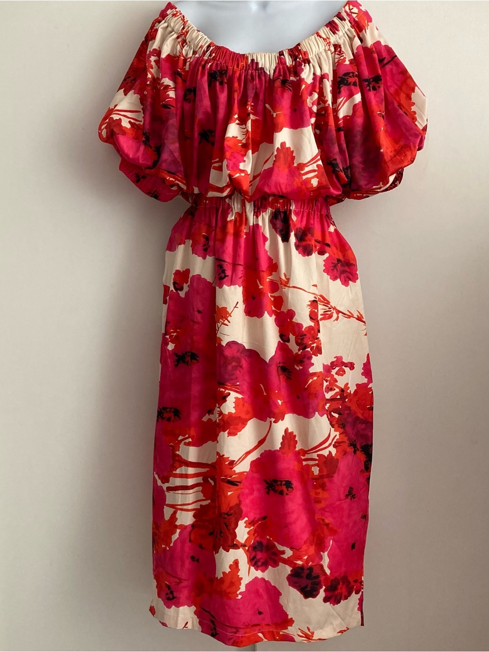 Souk + Sephia Xiarichanning Vibrant Floral Off The Shoulder Midi Dress, Sz L